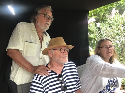 Maja Weiss on the set of Viseči most (s.d.).