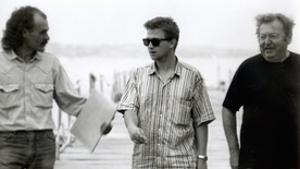 Silvan Furlan, Boštjan Hladnik, Damjan Kozole on the set of Enfant terrible (1992).