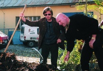 Damjan Kozole, Nenad Milikić on the set of Porno film (2000).
