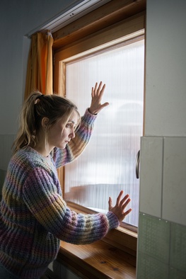 Julia Akkermans on the set of Pink Moon (2022).