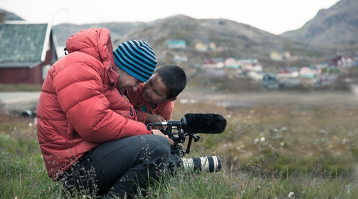 Rožle Bregar on the set of Zadnji ledeni lovci (2017).