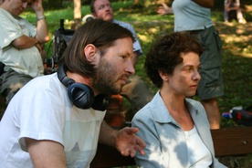 Nataša Burger, Igor Šterk on the set of Uglaševanje (2005).