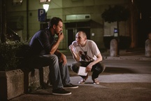 Jan Fabris, Miha Rodman on the set of Spominjanje (2022).