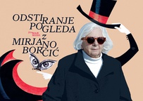 Plakat: Odstiranje pogleda z Mirjano Borčić (2017). Na fotografiji: Mirjana Borčić