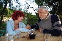 Boris Cavazza, Ajda Smrekar on the set of Morje v času mrka (2008).