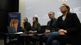 Klemen Dvornik, Jasna Pintarič, Lev Predan Kowarski, Petra Vidmar (I) na dogodku Kino Slovenija.