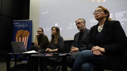 Klemen Dvornik, Jasna Pintarič, Lev Predan Kowarski, Petra Vidmar (I) na dogodku Kino Slovenija.
