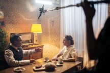 Jernej Kuntner, Alenka Tetičkovič na snemanju filma Exodus 1945: Naša kri (2026).