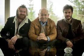 Francesco Borchi, Moamer Kasumović, Vlado Novak on the set of Nekoč so bili ljudje (2021).