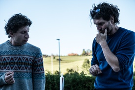 Vincenzo Nemolato, Davide del Degan on the set of Una nuova vita (2019).