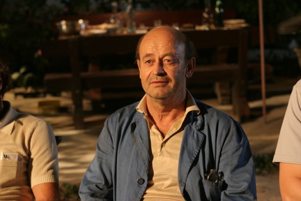 Vlado Novak on the set of Petelinji zajtrk (2007).