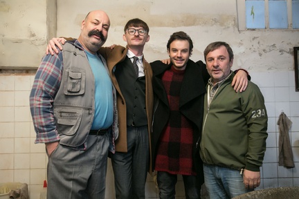 Francesco Borchi, Bojan Emeršič, Moamer Kasumović, Jernej Šugman on the set of Fountain (2017).